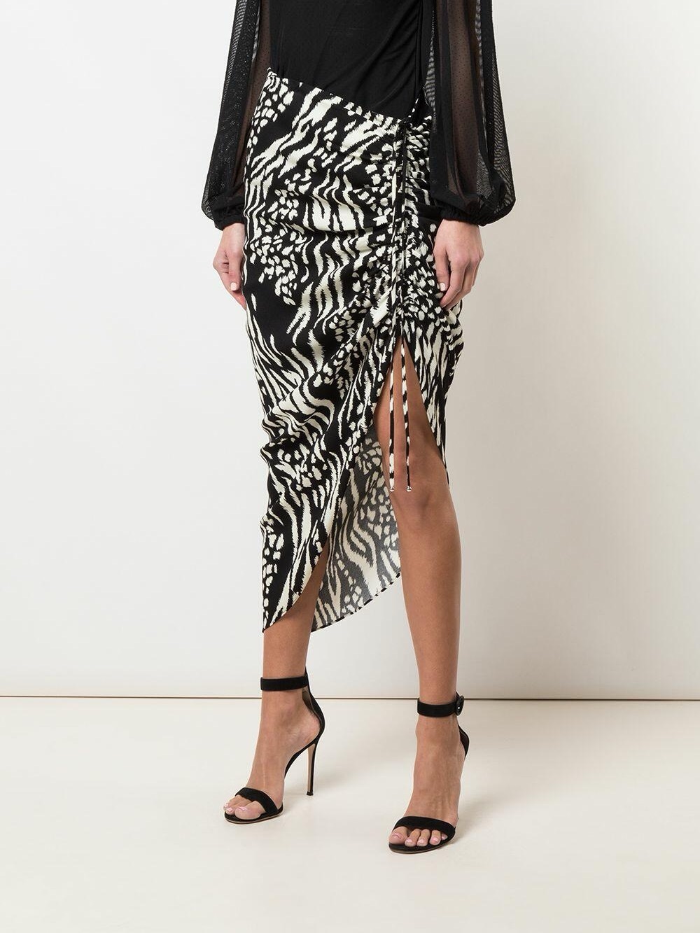 Veronica Beard Black & Ivory Ruched Skirt